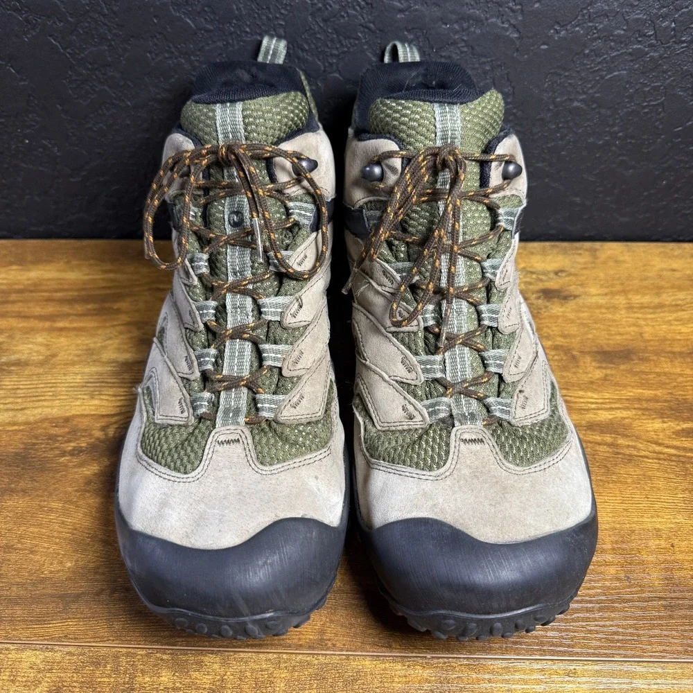 Merrell Moab M-Select DRY Tan Green Suede Mesh Hiking Boots Mens 14